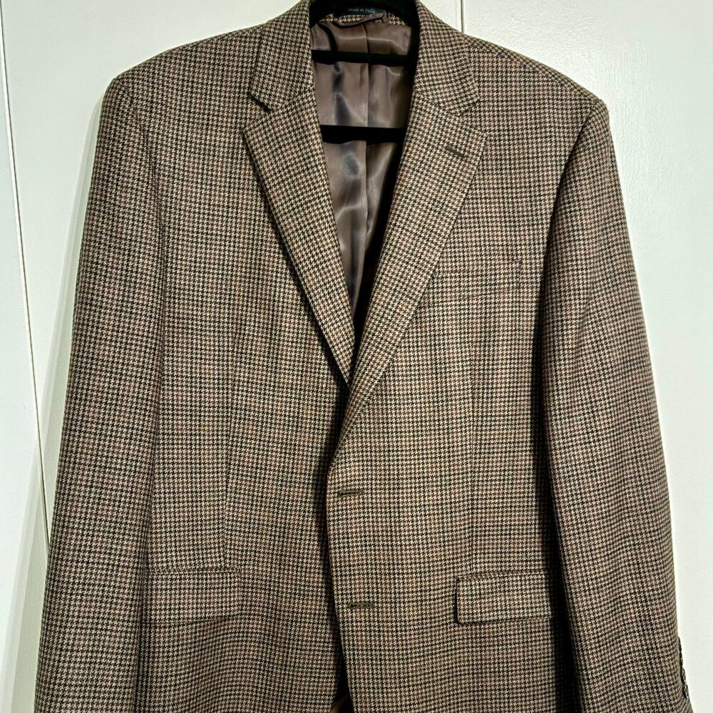 Lauren Ralph Lauren Blazer Mens 42R Houndstooth Sport Coat - Brown